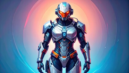 Naklejka premium Futuristic Cybernetic Suit with Enhanced Abilities and Augmentation
