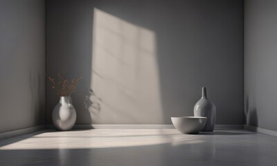 Stylish gray setting, soft light accents, defined shadows enhance product features ,  quality,  texture,  visual