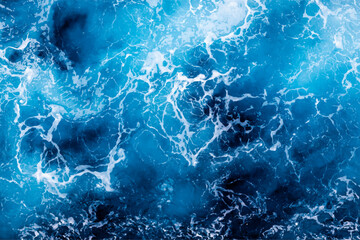 Ocean surface texture. Top view of vibrant water with foam. Can be used in covers, packaging, posters, textures, brochures, art and design projects. Stylish vector illustration.