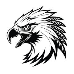 Obraz premium Eagle Head Silhouette Logo Illustration. Eagle Head vector art illustration. black eagle logo , icon design.