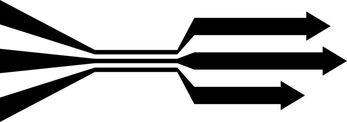 Abstract perspective line stripes arrow in black with 3d dimensional effect