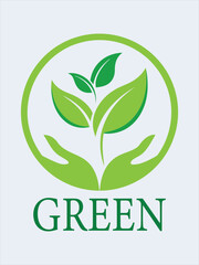 Eco Hand Holding Leaves in Green Circle