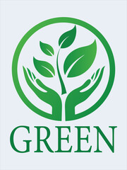 Eco Hand Holding Leaves in Green Circle