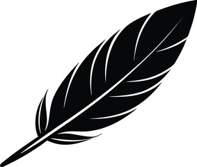 Fototapeta premium Single black feather silhouette simple design element