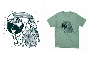 vector illustration of a macaw t-shirt design print