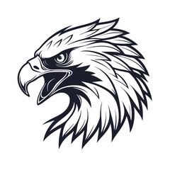 Obraz premium Eagle Head Silhouette Logo Illustration. Eagle Head vector art illustration. black eagle logo , icon design.