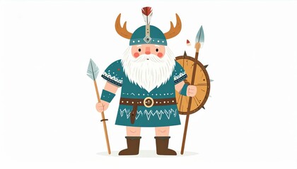 Naklejka premium Resourceful Scandinavian Hunter Gatherer in Minimal Armor Illustration