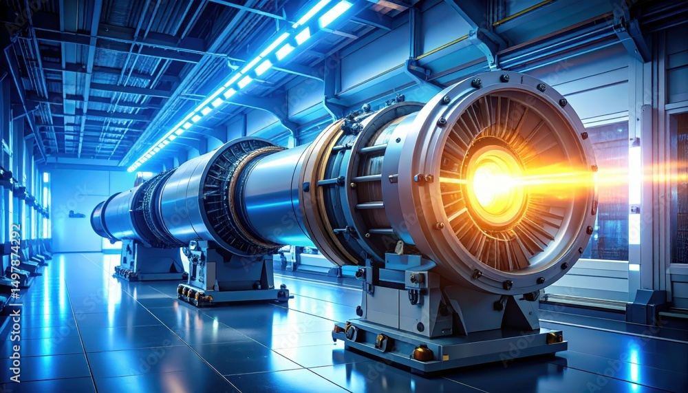 Poster advanced experimental railgun technology in high-tech laboratory