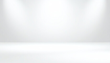 A minimalist white room with soft lighting, perfect for presentations or displays, offering a clean and versatile backdrop