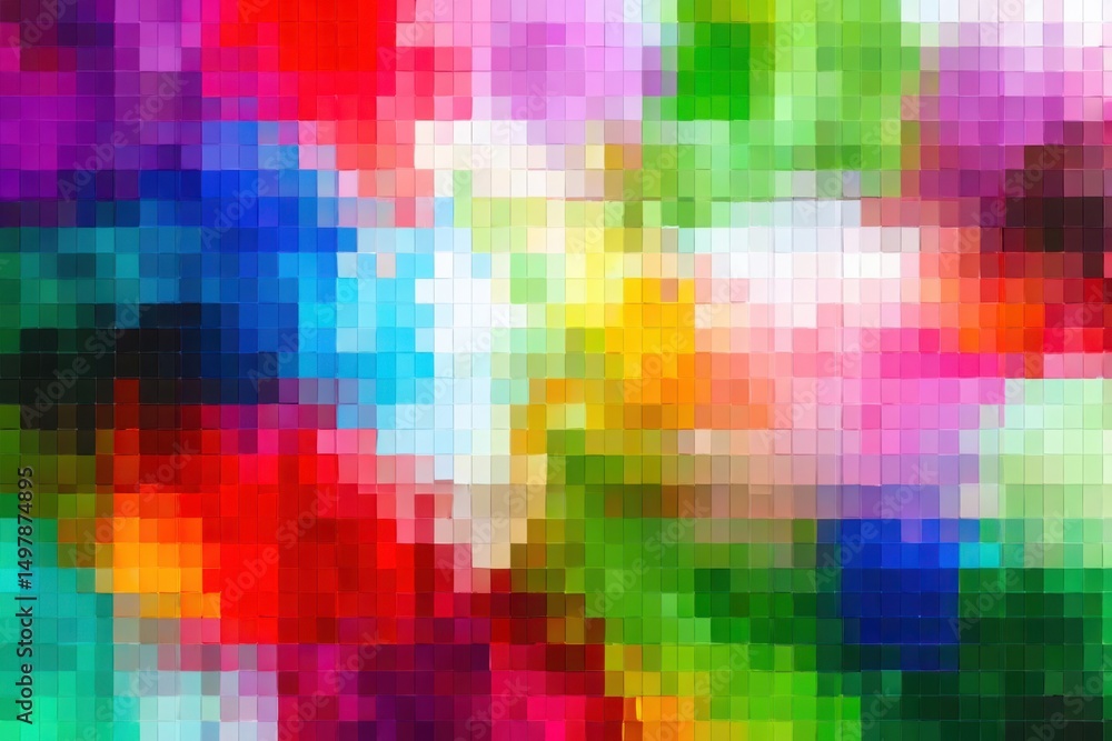 Poster abstract colorful pixelated block pattern