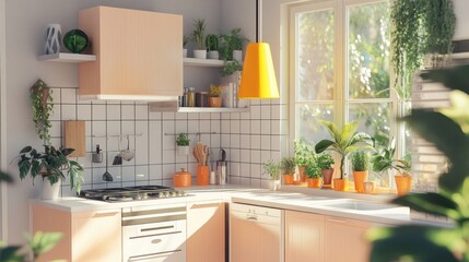 Sunlit Kitchen Oasis: A Modern, Plant-Filled Culinary Space