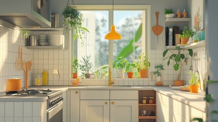 Sunlit Kitchen Haven: A Bright and Airy Culinary Space