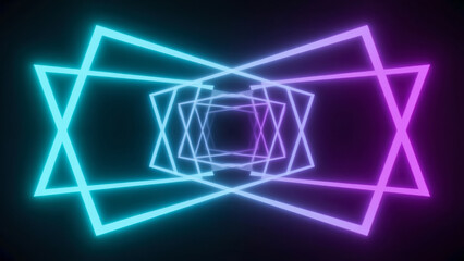 Fluorescent neon tubes in various sizes and shapes (circles, lines , ) rotating and orbiting in 3D space.