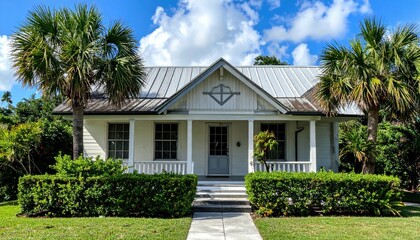 Charming Florida Cracker Farmhouse Surrounded by Tropical Landscape