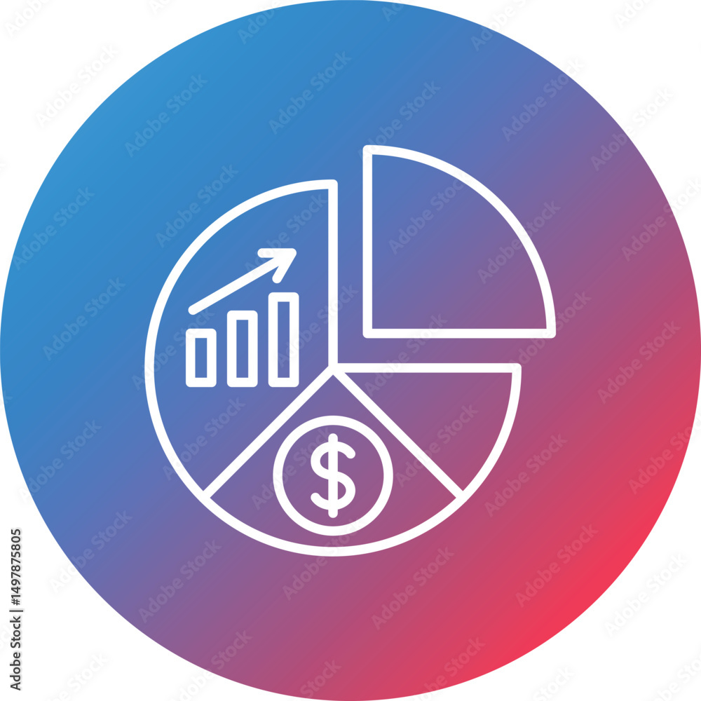 Poster pie chart line gradient circle background icon