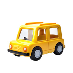 Bright yellow toy car, simple design, front view