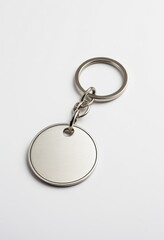 Sleek keychain with a blank circular tag for personalized design or branding.