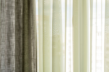 Light tulle on the window, macro.