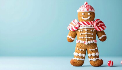 Festive Gingerbread Warrior in Candy Coated Armor Decorated for Holidays