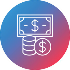 Dollar Currency Line Gradient Circle Background Icon