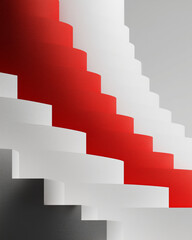 Fototapeta premium Abstract Stairs Design with Red and White Color Contrast for Art