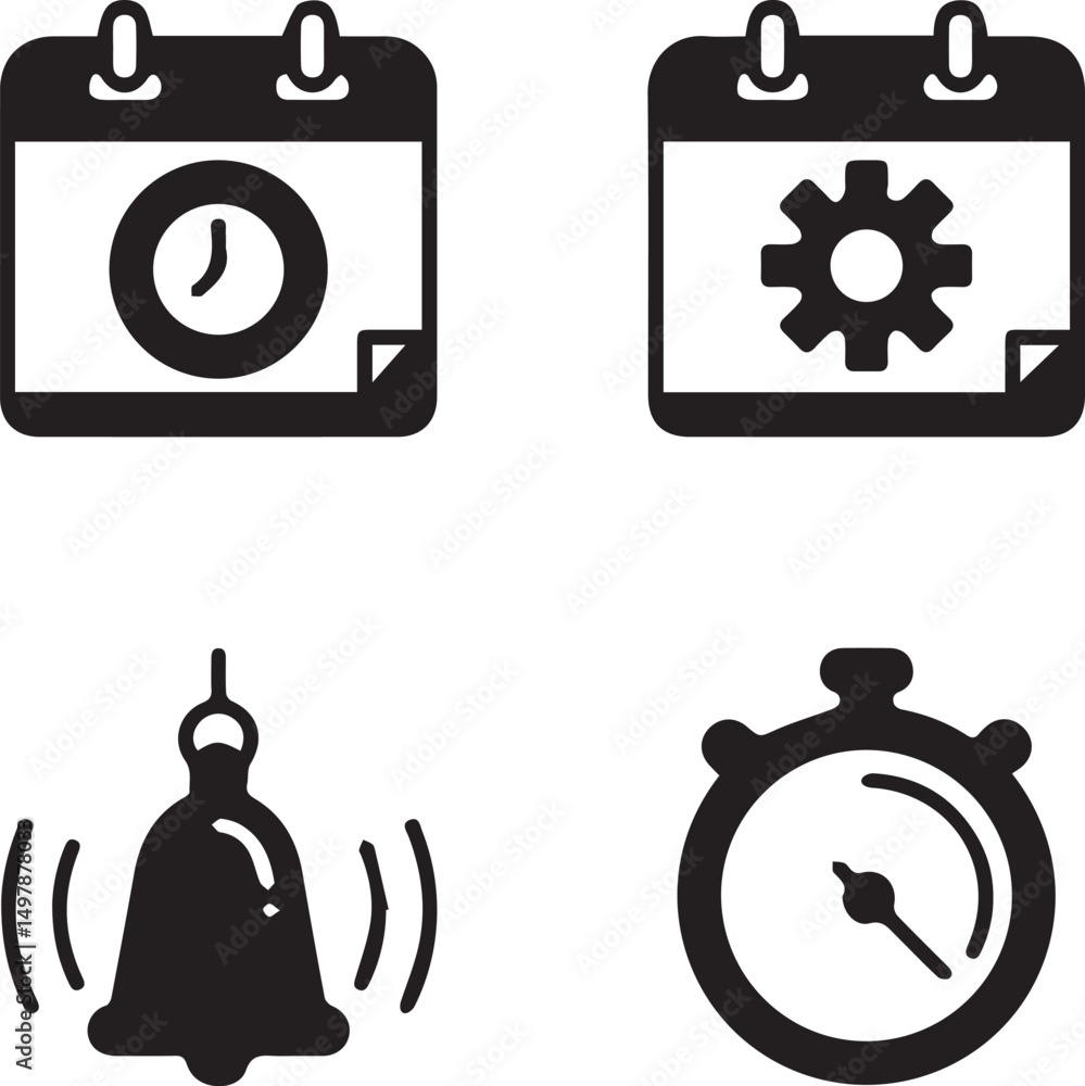 Aufkleber time management icon set: a collection of minimalistic icons representing essential time management 