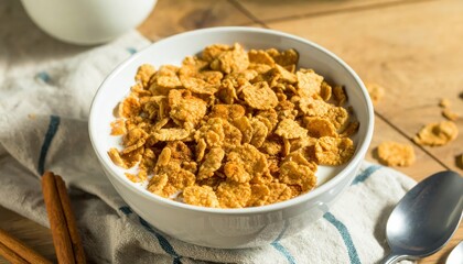 Fototapeta premium Healthy Cinnamon Cereal Bowl for Delicious Sugar-Free Breakfast
