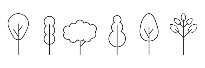  A SET OF Tree and Forest Outline Style Icons for Design, Cards, Apps, Social Networks  . EPS 10