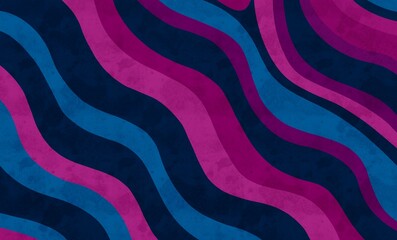 abstract background featuring a dynamic pattern of undulating, organic wavy stripes in a vibrant color palette of deep blue and shades of magenta or purple, wavy stripe pattern, fluid waves design