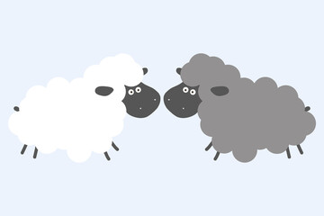 Sheep Pattern on Blue Background