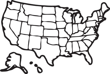 Simplified US Map Line Art Vector