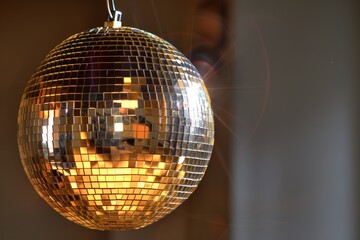 Obraz premium shining in lights, glittering, bright disco ball on dance floor