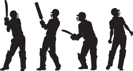 Sportsman Silhouettes in Bowling and Jubilant Poses on White Background