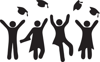  Silhouette of Graduation People Celebrating