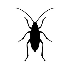 Black silhouette of a cockroach insect illustration
