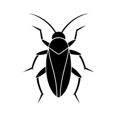 Simple black cockroach silhouette icon illustration