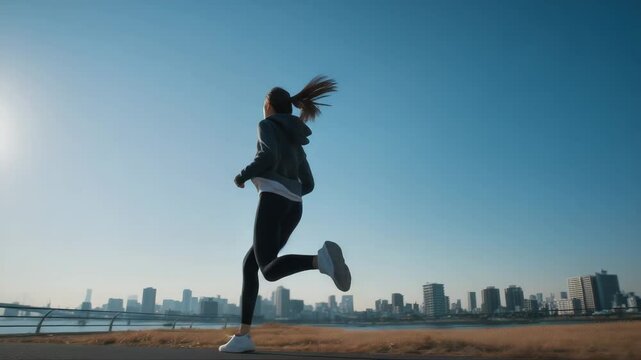 ジョギングをする日本人女性