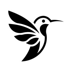 Stylized hummingbird bird logo design black and white