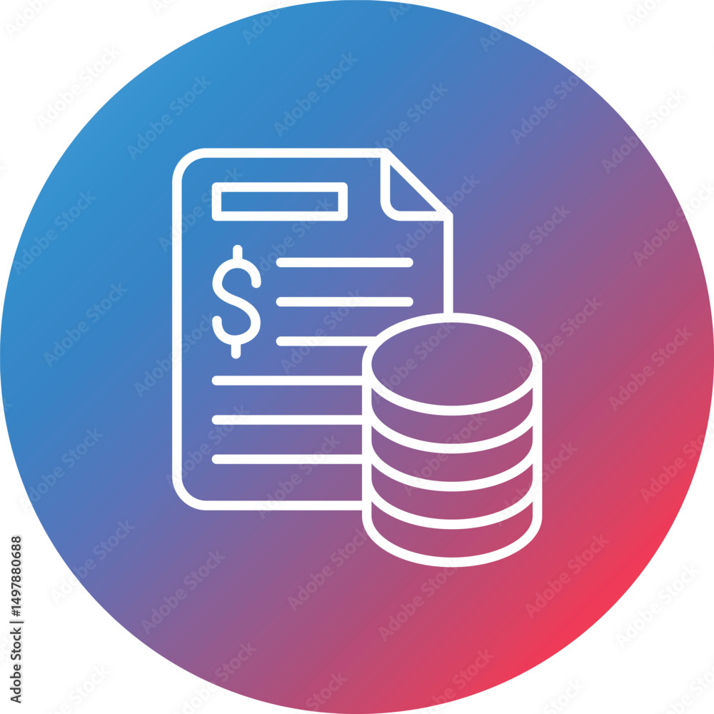 Poster financial database line gradient circle background icon