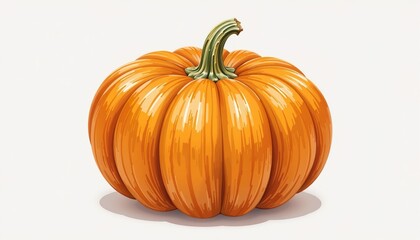 Obraz premium Freshly Harvested Pumpkin with Smooth, Vibrant Skin and Distinctive Curved Stem Perfect for Autumn Decorations