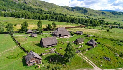 Obraz premium Traditional Khoisan San Farmhouse in Natural Landscape Setting
