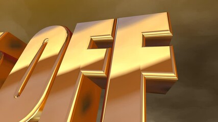 Super sale offer, 20% discount, 3d gold text and numbers animation.