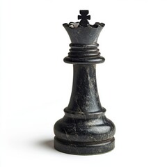 Fototapeta premium Elegant dark chess king piece standing upright isolated on white background