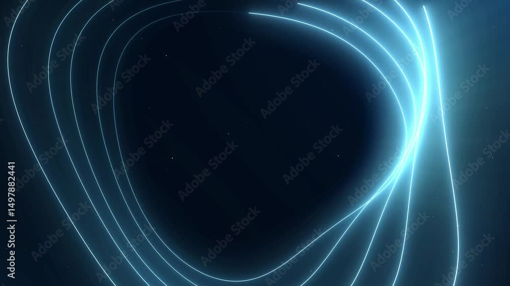 Aufkleber abstract tunnel flowing laser beam lines or neon lines in data technology style on black background.