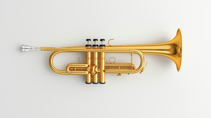 Fototapeta premium Classic Golden Trumpet on White Background with Elegant Design
