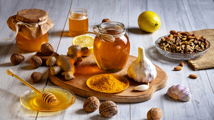 Honey, ginger, turmeric, garlic and nuts are natural remedies to boost immunity