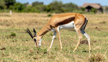 Graceful Gazelle Grazing in Natural Maasai Olkaria Landscape