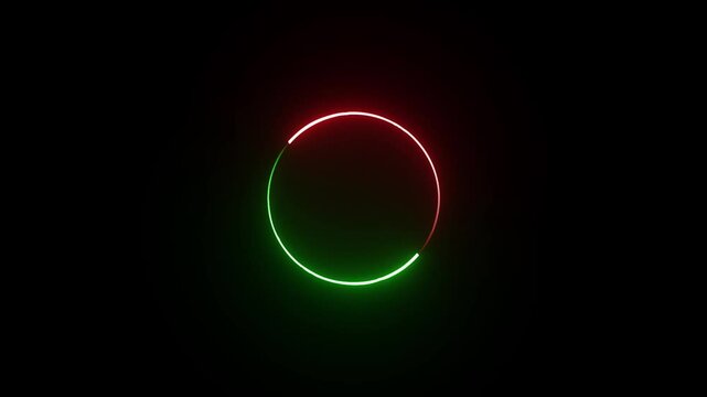 Glowing Neon red and green Circle beautiful saber animation on black background