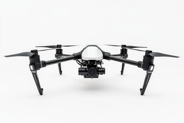 Aerial View of a Quadcopter Drone with Digital Camera Capturing Images Over a Scenic Landscape