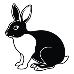 silhouette rabbit on white background
